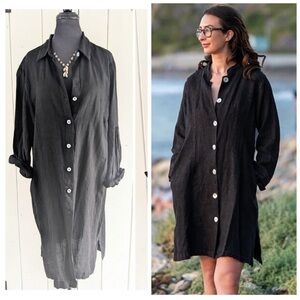 Haris Cotton Luxe Linen Shirt Dress sz M/L
